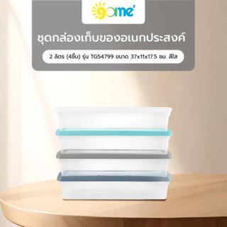GOME ชุดกล่องเก็บของอเนกประสงค์ 2 ลิตร (4ชิ้น) รุ่น TG54799 ขนาด 37x11x17.5 ซม. สีใส