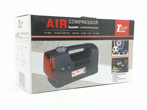 ปั๊มลมไฟฟ้าติดรถยนต์ TUF รุ่น FY-023 250/300 PSI พร้อมไฟฉาย