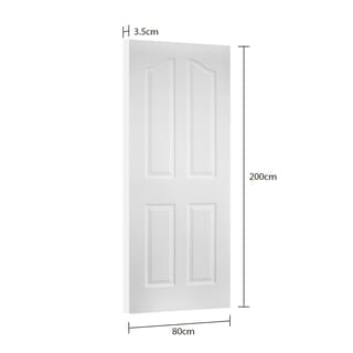 HOLZTUR ประตู HDF บานทึบ 4 ฟัก HDF-004 80x200ซม. สีขาวลายไม้