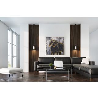 COZY ภาพพิมพ์แคนวาสพร้อมกรอบ ม้ามงคลฟรอยทอง 80x80x3.8ซม. POLI-A02