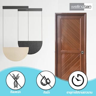 WELLINGTAN ประตูUPVC พร้อมวงกบบานพับ WK- P023 70x200ซม. สีสัก (เจาะลูกบิด)