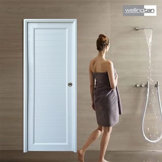 WELLINGTAN ประตู UPVC พร้อมวงกบบานพับ WK-UPL01 70x200ซม. สีขาว (ไม่เจาะลูกบิด)