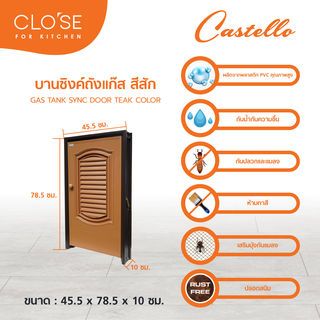 CLOSE บานซิงค์ถังแก๊ส PVC CASTELLO 45.5x78.5 CM. สีสัก
