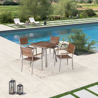 (1/2)SUMMER SETชุดโต๊ะสนาม 4 ที่นั่ง รุ่น Sander ขนาด โต๊ะ: 80x80x75 ซม. เก้าอี้ : 54.5x62.5x80ซม. สีน้ำตาล