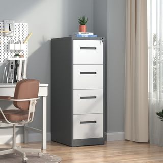 SMITH  ตู้เก็บเอกสารลิ้นชัก รุ่น Arlo ขนาด 46x63x113.1 cm. สีขาว-เทา