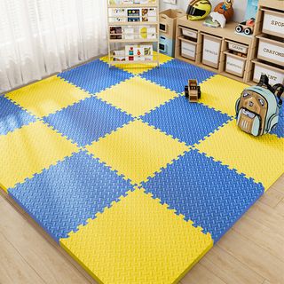 NINO WORLD ชุดแผ่นปูพื้นจิ๊กซอว์แบบหนา (4 แผ่น) PDS04-BY ขนาด 60x60x2 cm. Blue-Yellow