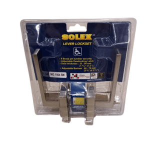 SOLEX มือจับก้านโยกห้องทั่วไป ฝาเหลี่ยม NO.1504 สีสแตนเลส