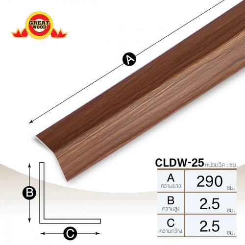 GREAT WOOD ตัวจบครอบฉาก รุ่น CLDW-25 ขนาด2.5*290*2.5 ซม. สี Dark Walnut