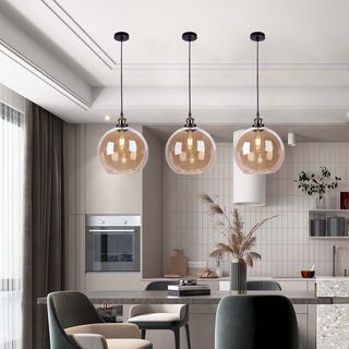 EILON โคมไฟห้อยกระจก ทรงกระบอกบาน สไตล์ Loft รุ่น GYFDD-7515 สีใส