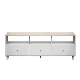 DELICATO ชั้นวางทีวี รุ่นบรูกลิน ขนาด152.6x39x56 ซม. สีบีช-ขาว