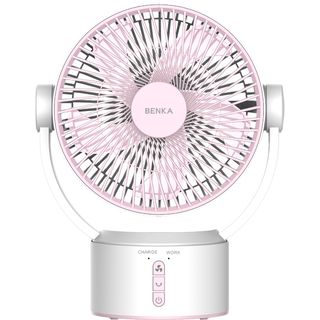 BENKA พัดลมตั้งโต๊ะชาร์จไฟแบบพกพา ขนาด 9 นิ้ว รุ่น KN-L2829 สีชมพู
