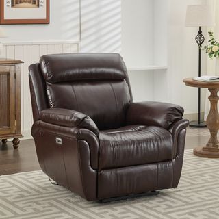  PULITO เก้าอี้พักผ่อนหนังแท้ปรับระดับไฟฟ้า 1 ที่นั่ง รุ่น Zander ขนาด 96x99.5x104 ซม. สีน้ำตาลเข้ม