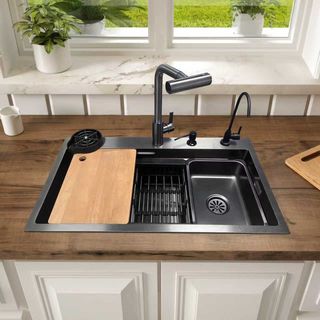 KOCH KITCHEN  อ่างล้างจานฝังบน 1 หลุมไม่มีที่พัก 304SS 80X45X22 ซม. GENTLE สีดำ