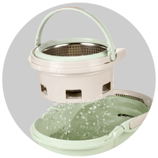 KLEANZY ชุดม็อปปั่นถังสเตนเลสถอดหัวปั่นได้ ด้ามสเตนเลส รุ่น HDR-M033B  ขนาด 27x46x25 CM (6L) สีเขียว