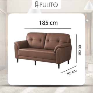 PULITO โซฟาหนัง 3ที่นั่ง 185x85x80 ซม. รุ่น AKY สีน้ำตาล