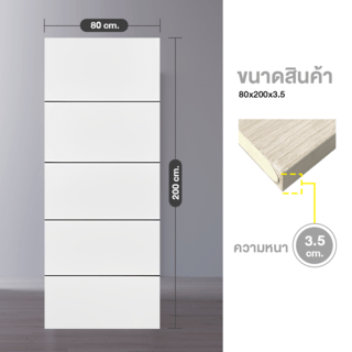 WELLINGTAN ประตู WPC รุ่น WPC-01 (สำหรับใช้ภายใน) บานทึบเซาะร่องดำ ขนาด 80x200 ซม. สีขาวมุข (ไม่เจาะลูกบิด)