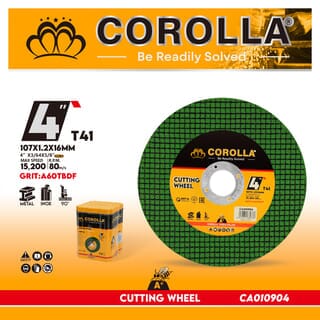 COROLLA ใบตัดเหล็กและสเตนเลส 4 นิ้ว รุ่น M-001 (บรรจุ 100แผ่น/กล่องใหม่)