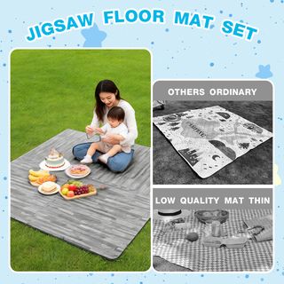 NINO WORLD ชุดแผ่นปูพื้นจิ๊กซอว์ รุ่น CY02 (4 แผ่น) ขนาด 60x60x1.2 ซม. สีลายไม้เทา