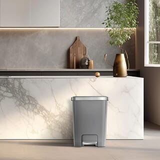 EKO ถังขยะพลาสติกขาเหยียบเหลี่ยม 35 ลิตร รุ่น HANA EK6388-GRY ขนาด 37x31x51ซม. สีเทา