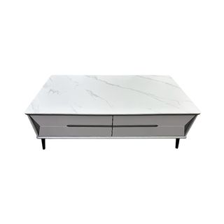 DELICATO โต๊ะกลางหน้าท็อปหินอ่อน รุ่น TARO ขนาด 130x70x42 ซม. สีเทาอ่อน 