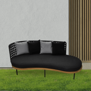SUMMER SET โซฟา outdoor อลูมิเนียม 2ที่นั่ง KULA ขนาด 185x76x80 ซม. สีดำ