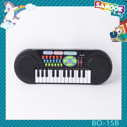 TOYS ของเล่นเปียโนคีย์บอร์ดไฟฟ้าพร้อมไมโครโฟน#BO-15B ขนาด 46x22x5 ซม.สีดำ