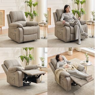 PULITO เก้าอี้พักผ่อนหนังสังเคราะห์ปรับระดับไฟฟ้า 1 ที่นั่ง รุ่น Lomon ขนาด 91x95-160x98.5-80 ซม. สีเทาอ่อน