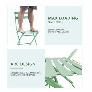 SUMMER SET ชุดโต๊ะสนาม 2 ที่นั่ง รุ่น GREENERY โต๊ะ: 60x60x71ซม. เก้าอี้: 50x42x84 ซม. สีเขียวอ่อน 