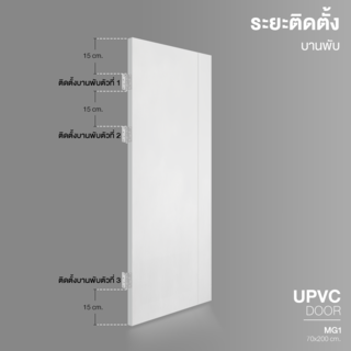 WELLINGTAN ประตูยูพีวีซี เซาะร่อง MG1 70x200 ซม. สีขาว (ไม่เจาะรูลูกบิด) 