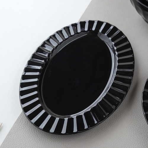 ADAMAS จานเปลเซรามิค 12 นิ้ว SNOOZE-BL03 สีดำ