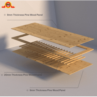 GREATWOOD ประตูไม้สนบานทึบลายระแนง รุ่น PINE004 80x200 ซม. สีธรรมชาติ