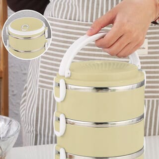 SANE ปิ่นโตสเตนเลส 4 ชั้น PICKY-C สีครีม