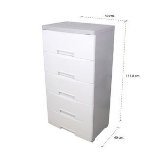 GOME ตู้ลิ้นชักท็อปพลาสติกโครงทึบ  5 ชั้น 59x40x111.8ซม.รุ่น 5835 สีขาว