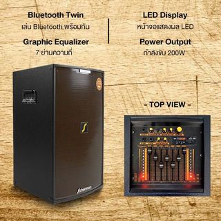 Sherman ชุดลำโพงขยายกลางแจ้ง 15 นิ้ว รุ่น SB-603 สีดำ