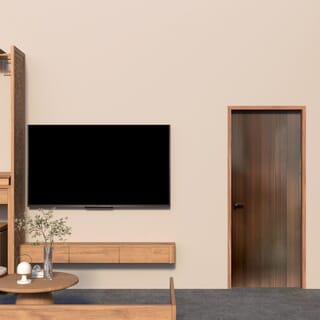 HOLZTUR ประตูปิดผิวเมลามีนเซาะร่อง M2502-1 ขนาด 80x200ซม. สี Dark Brown