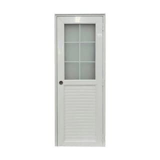 WELLINGTAN ประตูยูพีวีซีกระจกฝ้าพร้อมวงกบและบานพับ รุ่นJM-051 ขนาด 70x200ซม. สีขาว (เจาะลูกบิด)