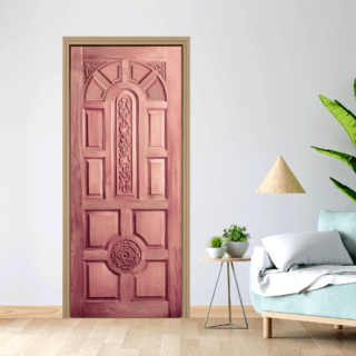 ประตูไม้สยาแดง บานทึบลูกฟักแกะลาย GC-75 90x200cm. BEST