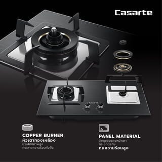 Casarte เตาแก๊สแบบฝังหน้ากระจก 2 หัวเตา TCKGH-C5G76 สีดำ