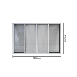 WELLINGTAN (vista) หน้าต่างอะลูมิเนียม บานเลื่อน FSSF P-TLC2415 240x150ซม. สีขาว พร้อมมุ้ง