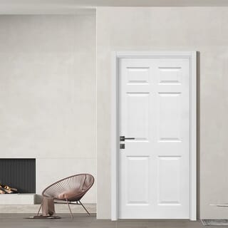 HOLZTUR ประตู HDF บานทึบ 6ฟัก  HDF-006  90x200ซม. สีขาวลายไม้