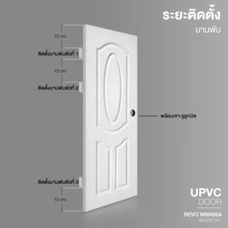WELLINGTAN ประตูภายนอก UPVC ผิว Revo รุ่น WNR004 ขนาด 80x200 ซม. สีขาว (เจาะรูลูกบิด)