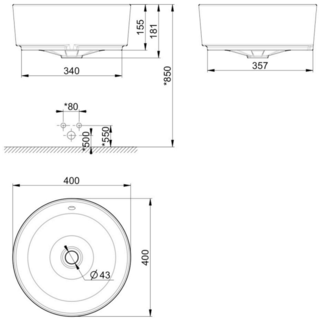 American Standard อ่างล้างหน้าวางบนเคาน์เตอร์ก๊อกนอกอ่าง รุ่น อะคาเซีย-อี 0509-WT