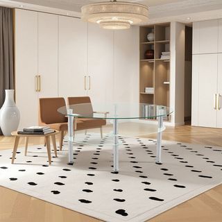 (1/2)DELICATO โต๊ะกลางหน้ากระจก รุ่น Clear  ขนาด50x90x43 ซม. สีเงิน