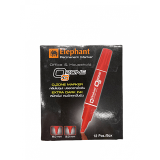 Elephant ปากกาเคมี 2 หัว (12ด้าม/แพ็ค) หมึกสีแดง