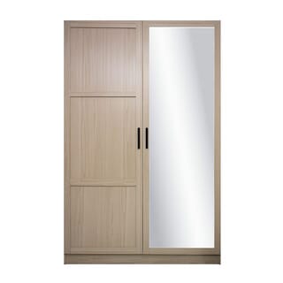 DELICATO ตู้เสื้อผ้า 4 ฟุต 1 บานกระจก 1 บานไม้ รุ่นอแมนด้า ขนาด 119x56x179 ซม.สีบีช