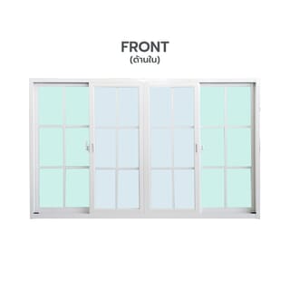 WELLINGTAN หน้าต่างอะลูมิเนียมลายกริด บานเลื่อน FSSF G-WGW1811 180x110ซม. สีขาว พร้อมมุ้ง