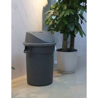 ICLEAN ถังขยะใหญ่ฝาสวิงทรงกลม 90 ลิตร รุ่น TG55597A ขนาด 50x50x82 ซม. สีเทา