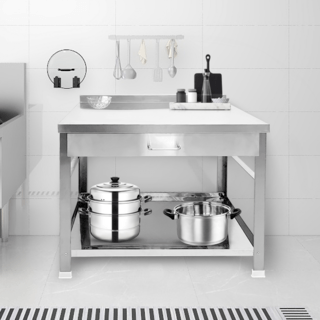 CLOSE โต๊ะวางเตาคู่สเตนเลส 84.5X56X73 ซม. MAGMA สีเงิน