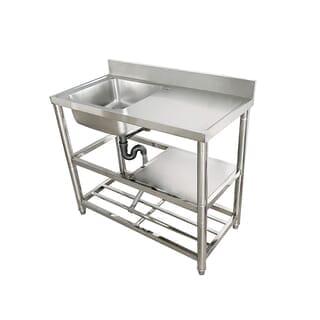 CLOSE อ่างล้างจานพร้อมขาตั้ง 1 หลุมมีที่พัก SUS304 MONSTER-100
