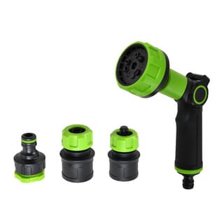 Tree O Plus ปืนฉีดน้ำแบบควบคุมด้วยนิ้วหัวแม่มือปรับ9รูปแบบ พร้อมชุดข้อต่อสวมเร็วครบเช็ต รุ่นGLB-623115-0 สีเขียวดำ